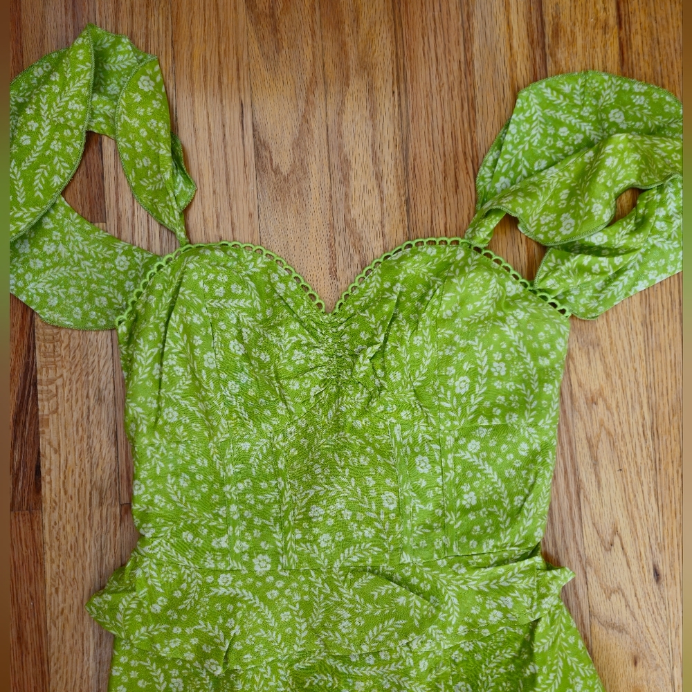 Band of the Free NWT Lime Floral Maxi Women's Dress Size XS - Picture 3 of 9